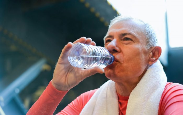 Dehydration in seniors man exercise water